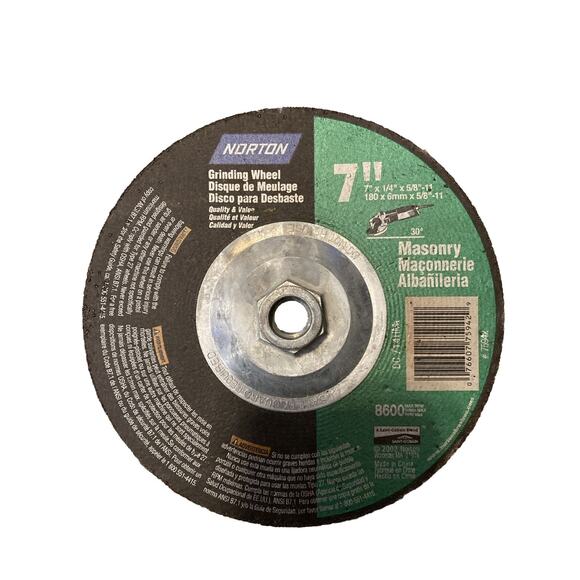 Norton Grinding Wheel 7x1/4x5/8-11 Masonry 3 Count New 8600 Max RPM 75942 - Picture 2 of 3